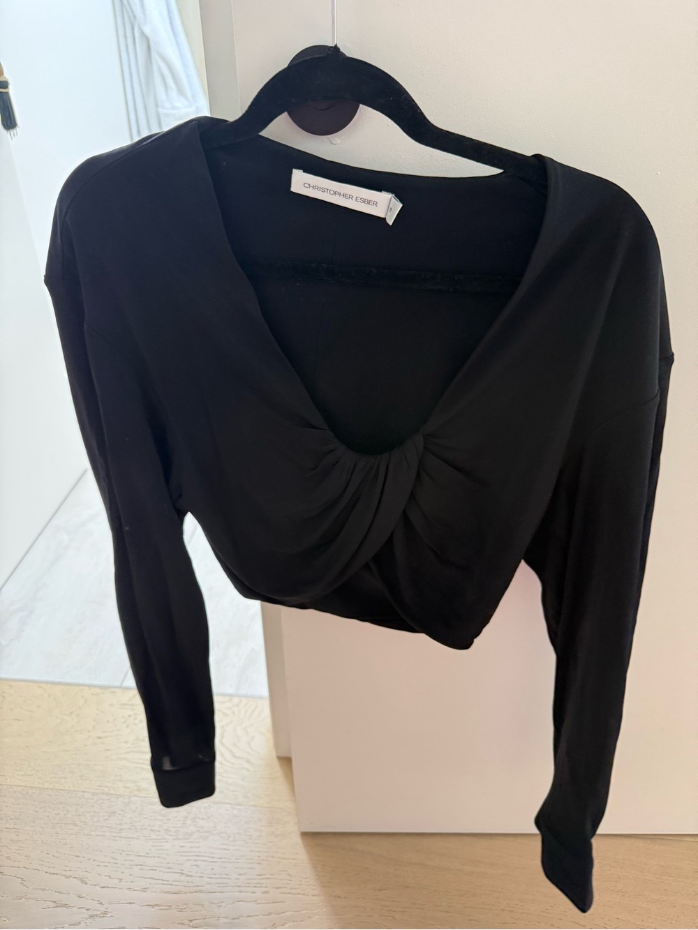 Christopher Esber Black Twist-Detail Long Sleeve Top